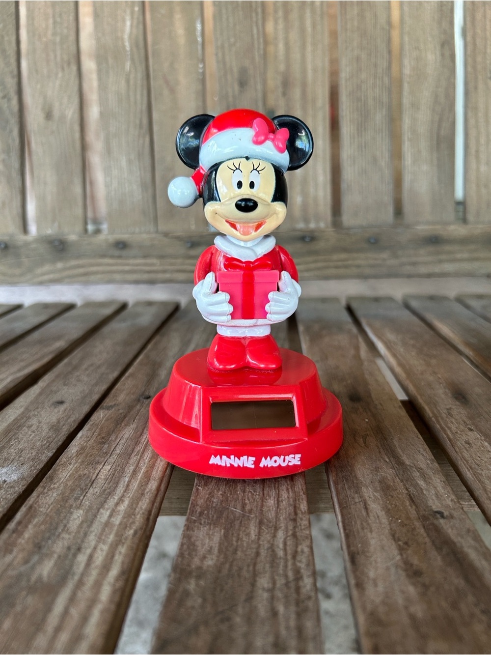 Disney Minnie Mouse Holiday Solar Figurine - Red, White, Black